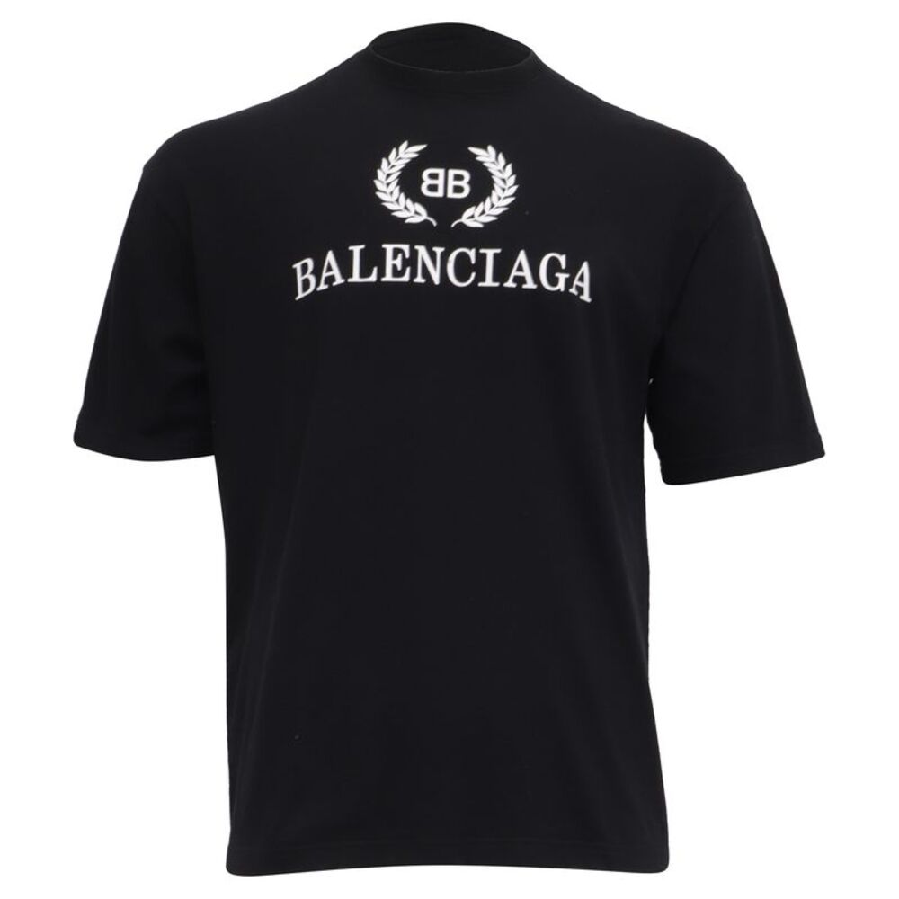 Balenciaga BB Logo-Print T-Shirt in Black Cotton - Picture 1 of 7